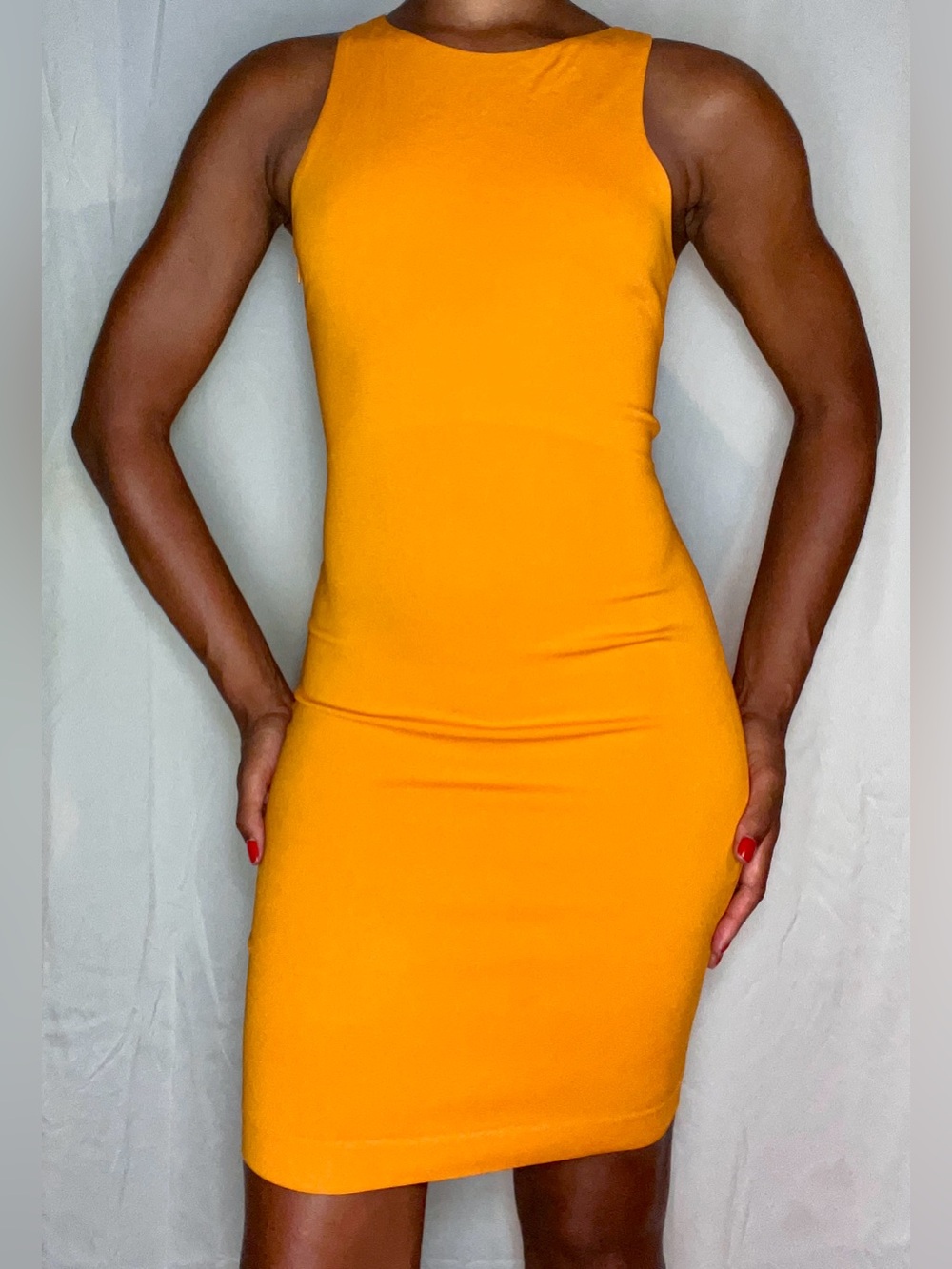 ZARA WOMAN Golden Orange Mini Dress XS